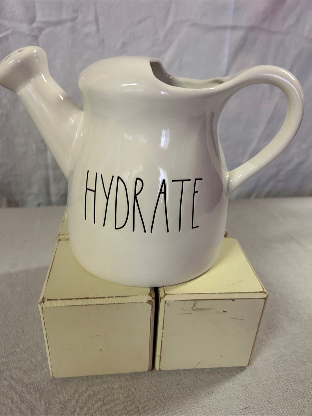 Rae Dunn White 'HYDRATE' Ceramic Watering Can